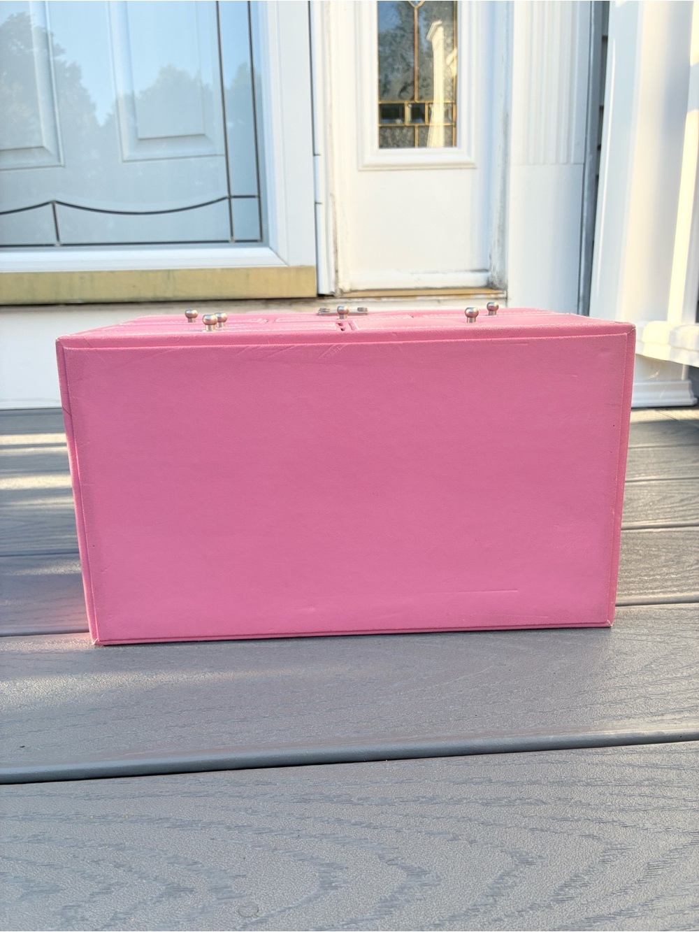 Pink Faux Leather Jewelry Organizer Box with Multiple Drawers - Picture 5 of 9